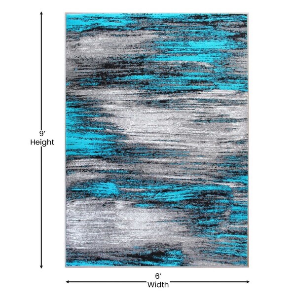 Flash Furniture Turquoise 6' x 9' Abstract Design Accent Area Rug - ACD-RG1100-69-TQ-GG
