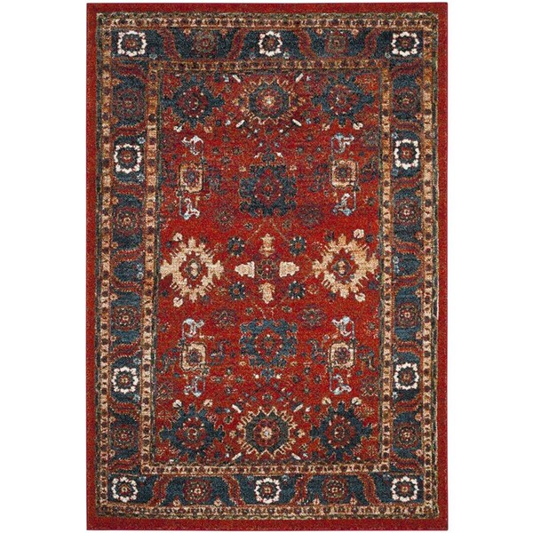 Flowers First 2 ft. 7 in. x 5 ft. Vintage Hamadan Power Loomed Area Rug, Orange & Blue - Small Rectangle - FL1892395
