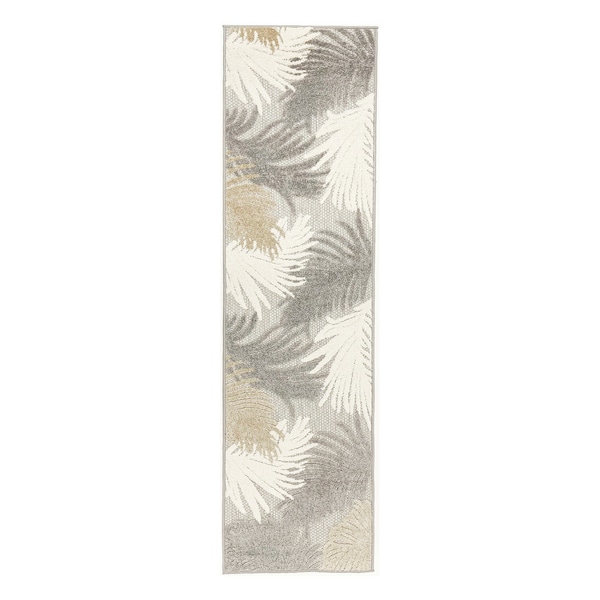 World Rug Gallery Amalfi Contemporary Tropical Floral Indoor/Outdoor Runner Rug 2' x 7' Gray - 8013GRAY2X7