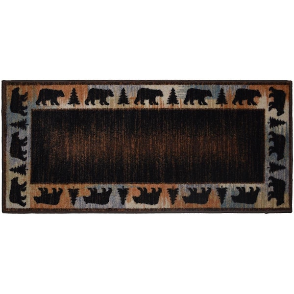 Sleep Ez 30 x 46 in. Cozy Cabin Bear Spear Printed Nylon Kitchen Mat & Rug - SL2621669