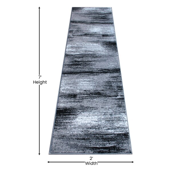 Flash Furniture Gray 2' x 7' Abstract Design Accent Area Rug - ACD-RGTRZ863-27-GY-GG