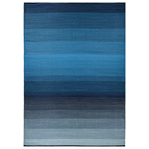 World Rug Gallery Contemporary Stripe Shade Reversible Recycled Plastic 5' X 7' Blue Outdoor Rug - 6074BLUE5X7