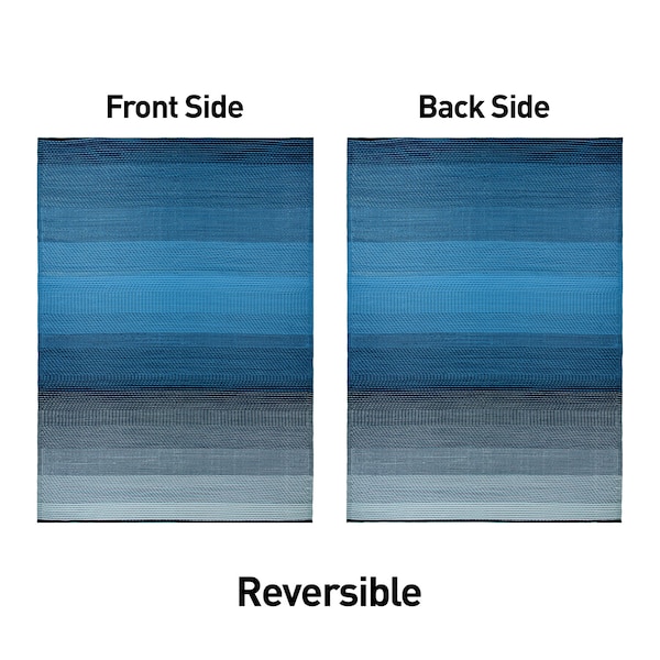 World Rug Gallery Contemporary Stripe Shade Reversible Recycled Plastic 5' X 7' Blue Outdoor Rug - 6074BLUE5X7