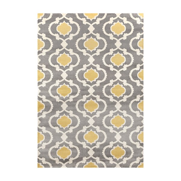 World Rug Gallery Moroccan Trellis Contemporary Gray/Yellow Area Rug 10' x 14' - 310YELLOWGRAY10X14