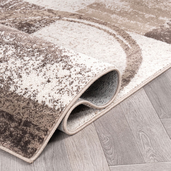 World Rug Gallery Contemporary Abstract Circle Design Soft Area Rug 5'3'' x 7'3'' Brown - 307BROWN5X8