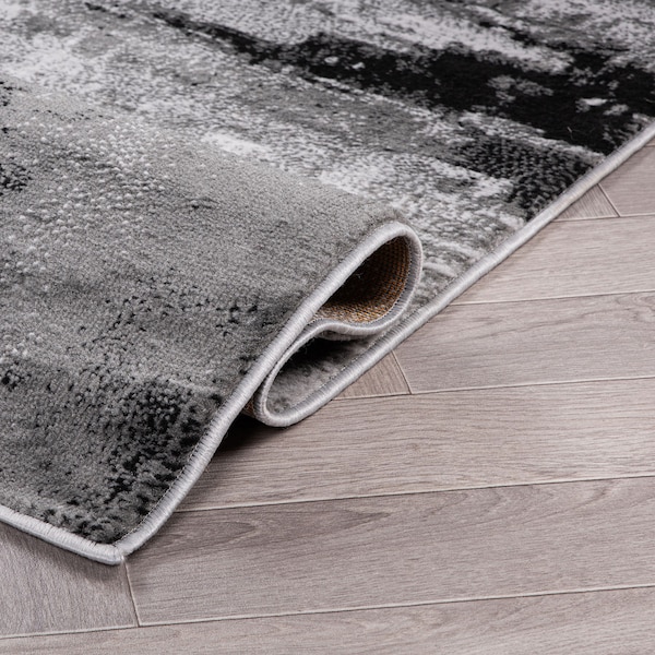 World Rug Gallery Bari Contemporary Abstract Art Area Rug 3' 3'' X 5' Black - 4055BLACK3X5