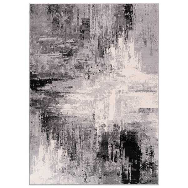World Rug Gallery Bari Contemporary Abstract Art Area Rug 3' 3'' X 5' Black - 4055BLACK3X5
