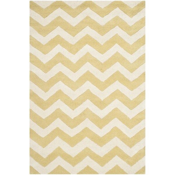 Safavieh Chatham Hand Tufted Rectangle Rug- Light Gold - Ivory- 3 x 5 ft. - CHT715L-3