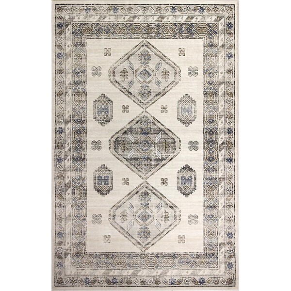 Bashian 3 ft. 6 in. x 5 ft. 6 in. Sierra Collection Transitional Polpropylene Power Loom Area Rug, Ivory - S231-IV-4X6-SE1003