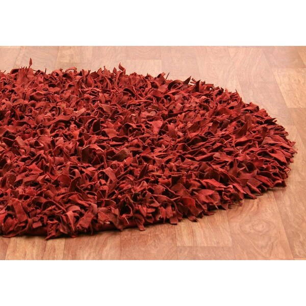Safavieh Leather Shag Round Area RugRed 5 x 5 ft. - LSG601D-5R