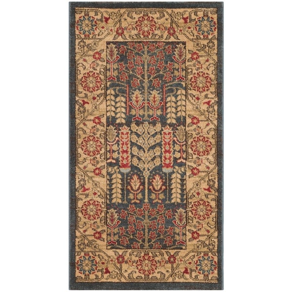 Safavieh Mahal Runner Area Rug, Navy and Natural - 2 ft.-2 in. x 14 ft. - MAH697E-214