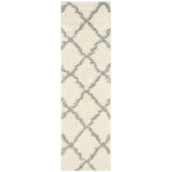 Safavieh Dallas Shag Power Loomed Runner Rug, Ivory and Grey - 2 ft.-3 in. x 6 ft. - SGD257F-26