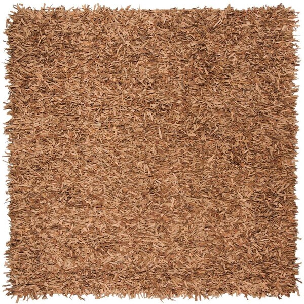 Safavieh Leather Shag Square Area RugLight Gold 5 x 5 ft. - LSG601E-5SQ