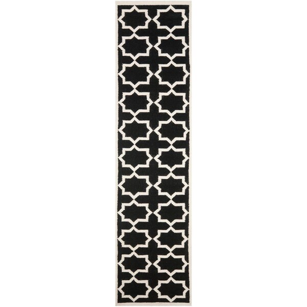 Safavieh Dhurries Hand Woven Flat Weave Runner Rug Black & Ivory - 2 ft.-6 in. x 6 ft. - DHU549L-26