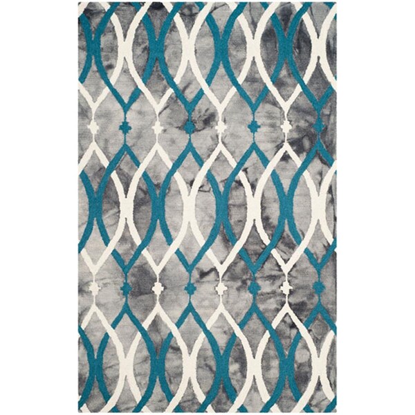 Safavieh 9 x 12 ft. Large Rectangle Dip Dye Hand Tufted RugGrey & Ivory Blue - DDY534J-9
