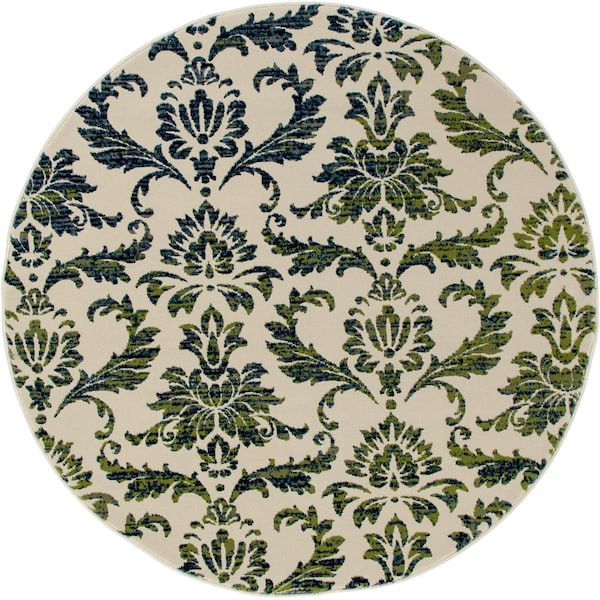 Art Carpet 5 Ft. Bastille Collection Victorian Woven Round Area Rug, Cream - 841864110300