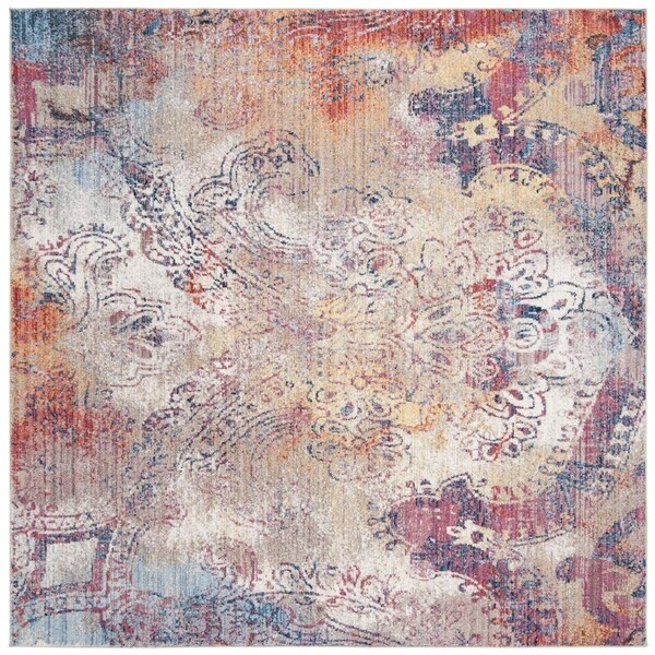 Safavieh 7 x 7 ft. Square Monray 600 Power Loomed RugRed & Multi Color - MNY646D-7SQ