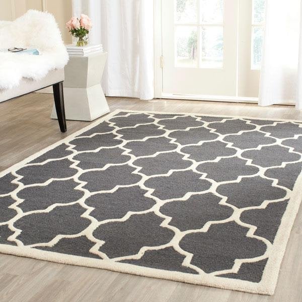 Safavieh Cambridge Hand Tufted Rectangle Rug- Dark Grey - Ivory- 3 x 5 ft. - CAM134X-3