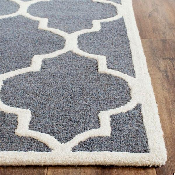Safavieh Cambridge Hand Tufted Rectangle Rug- Dark Grey - Ivory- 3 x 5 ft. - CAM134X-3