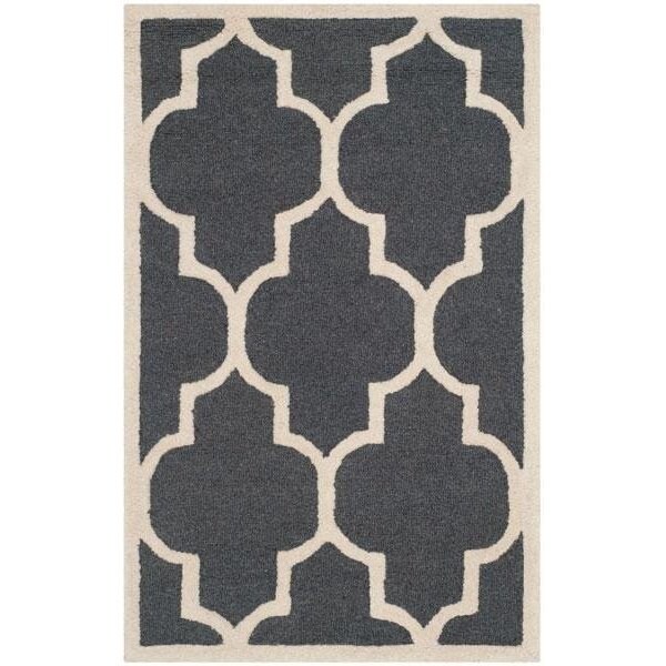 Safavieh Cambridge Hand Tufted Rectangle Rug- Dark Grey - Ivory- 3 x 5 ft. - CAM134X-3