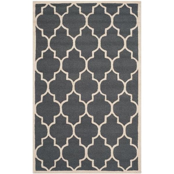 Safavieh Cambridge Hand Tufted Rectangle Rug- Dark Grey - Ivory- 3 x 5 ft. - CAM134X-3