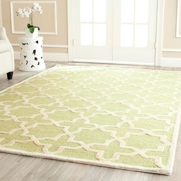 Safavieh Cambridge Hand Tufted Small Rectangle Rugs, Light Green and Ivory - 3 x 5 ft. - CAM125B-3