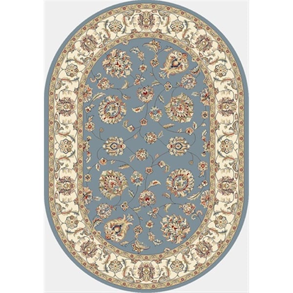 Dynamic Rugs Ancient Garden 5 ft. 3 in. x 7 ft. 7 in. Oval 57365-5464 Rug - Light Blue/Ivory - ANOV69573655464