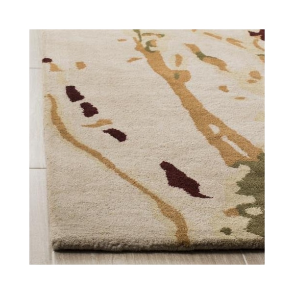 Safavieh 4 x 6 ft. Small Rectangle Country and Floral Bella- Beige and Green Hand Tufted Rug - BEL120A-4