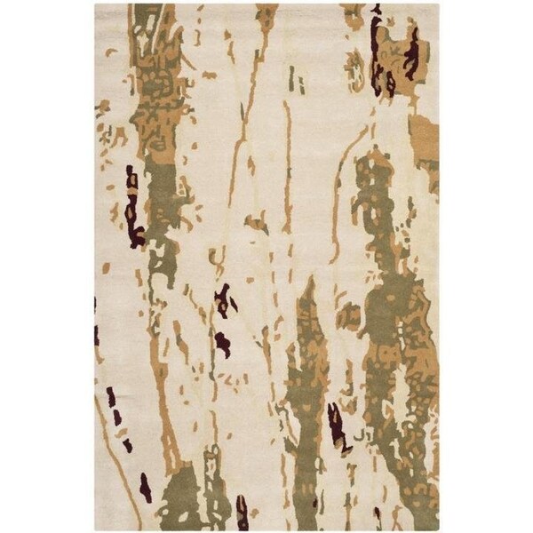 Safavieh 4 x 6 ft. Small Rectangle Country and Floral Bella- Beige and Green Hand Tufted Rug - BEL120A-4