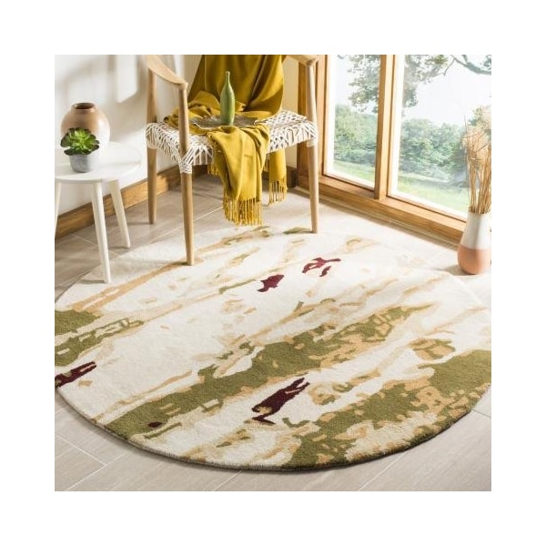 Safavieh 4 x 6 ft. Small Rectangle Country and Floral Bella- Beige and Green Hand Tufted Rug - BEL120A-4