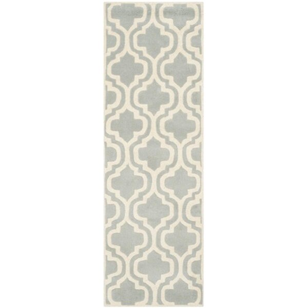 Safavieh Chatham Hand Tufted Runner Rug- Grey - Ivory- 2 ft. 3 in. x 9 ft. - CHT727E-29