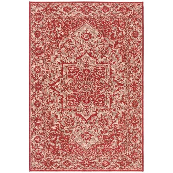 Safavieh 5 ft. 3 in. x 7 ft. 6 in. Beach House Traditional Rectangle Indoor & Outdoor Area Rugs; Red & Creme - BHS139Q-5