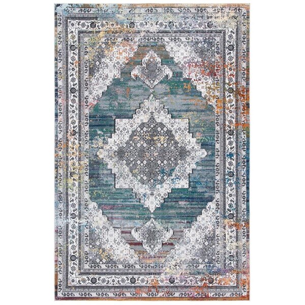 Safavieh 5 ft. 1 in. x 7 ft. 6 in. Aria Power Loomed Rectangle Area Rug Ivory & Blue - ARA201M-5