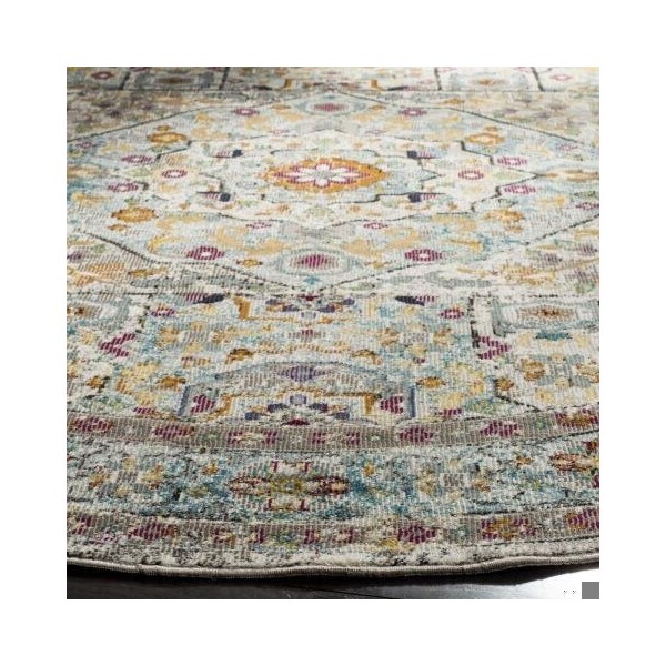 Safavieh Aria Power Loom Woven Square Rugs, Cream and Blue - 6 ft.-5 in. x 6 ft.-5 in. - ARA199C-6SQ