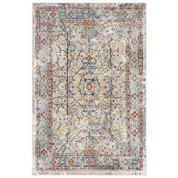 Safavieh Aria Power Loom Woven Square Rugs, Cream and Blue - 6 ft.-5 in. x 6 ft.-5 in. - ARA199C-6SQ