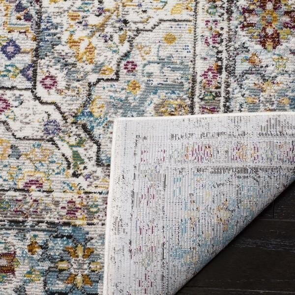 Safavieh Aria Power Loom Woven Square Rugs, Cream and Blue - 6 ft.-5 in. x 6 ft.-5 in. - ARA199C-6SQ