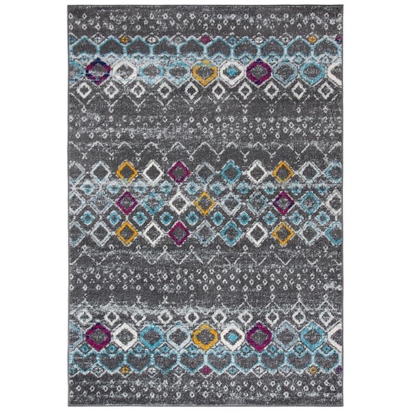 Safavieh 8 x 10 ft. Amsterdam 108H Power Loomed Rectangle Area Rug Dark Grey & Ivory - AMS108H-8