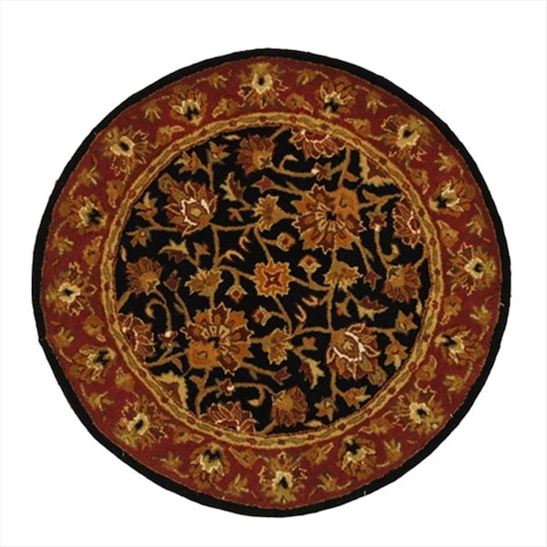 Safavieh 3 ft. - 6 in. x 3 ft. - 6 in. Round- Traditional Heritage Black And Red Hand Tufted Rug - HG112A-4R