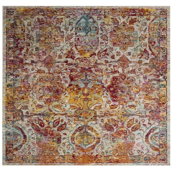 Safavieh Crystal Power Loomed Square Area Rug Light Blue & Orange - 7 x 7 ft. - CRS505A-7SQ