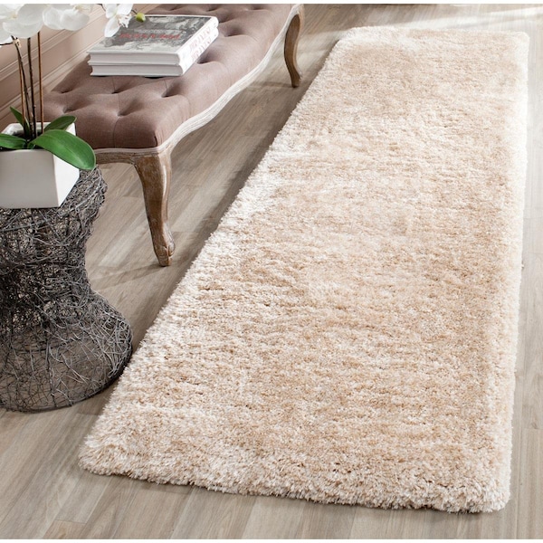 Safavieh 2 ft.-3 in. x 10 ft. Runner South Beach Shag Hand Tufted RugChampagne - SBS562C-210