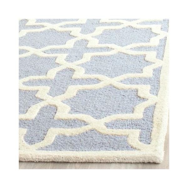 Safavieh Cambridge Hand Tufted Small Rectangle Rugs, Light Blue and Ivory - 3 x 5 ft. - CAM125A-3