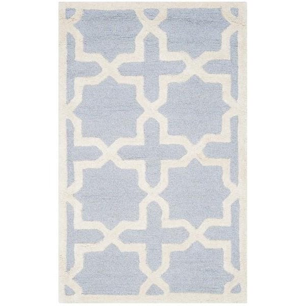 Safavieh Cambridge Hand Tufted Small Rectangle Rugs, Light Blue and Ivory - 3 x 5 ft. - CAM125A-3