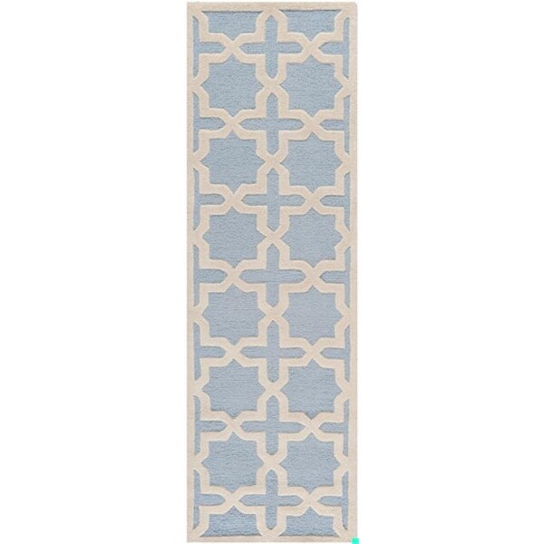 Safavieh Cambridge Hand Tufted Small Rectangle Rugs, Light Blue and Ivory - 3 x 5 ft. - CAM125A-3