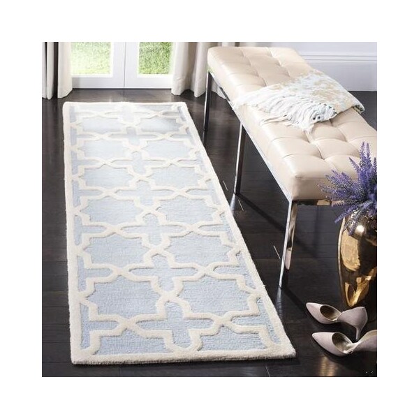 Safavieh Cambridge Hand Tufted Small Rectangle Rugs, Light Blue and Ivory - 3 x 5 ft. - CAM125A-3