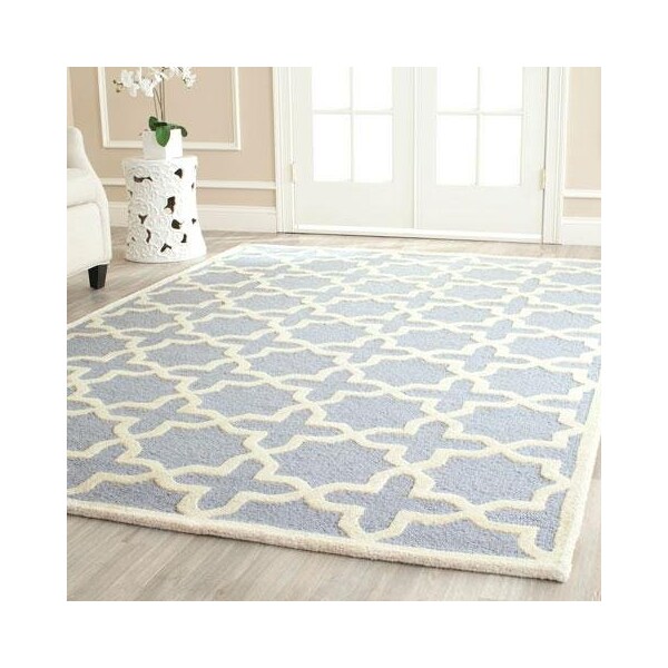 Safavieh Cambridge Hand Tufted Small Rectangle Rugs, Light Blue and Ivory - 3 x 5 ft. - CAM125A-3