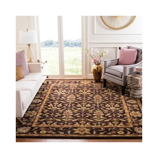 Safavieh 4 x 6 ft. Small Rectangle Traditional Antiquity- Dark Plum and Gold Hand Tufted Rug - AT51B-4