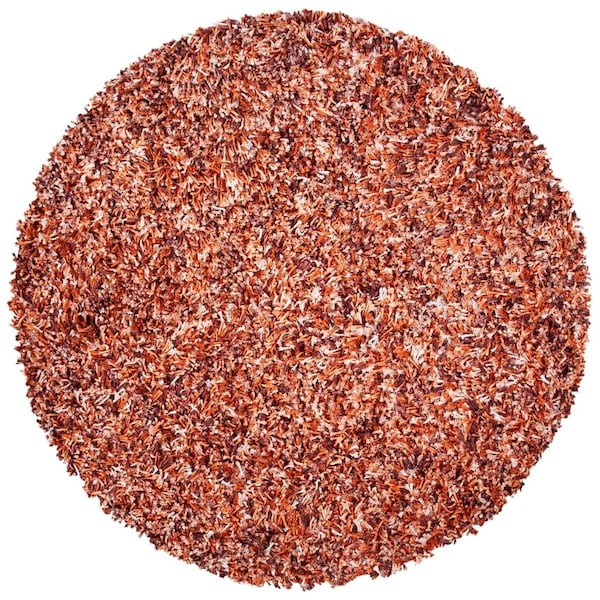 Safavieh 6 x 6 ft. Rio Shag Round Rug Rust & Ivory - SG960P-6R