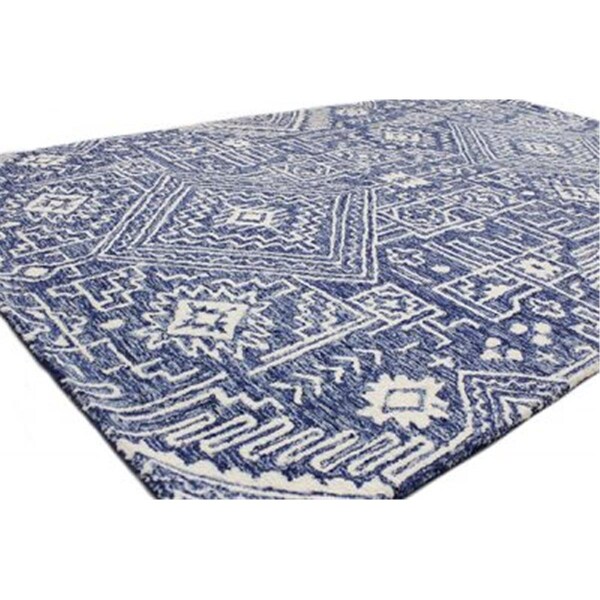 Bashian 3 ft. 6 in. x 5 ft. 6 in. Valencia Collection 100 Percent Wool Hand Tufted Area Rug, Navy - R131-NV-4X6-AL121