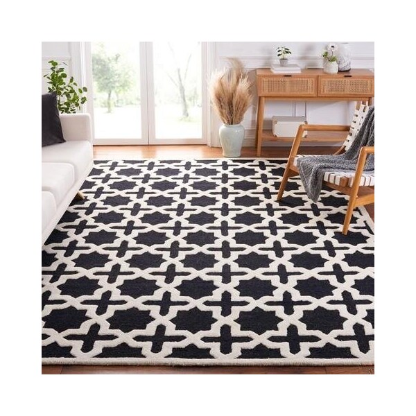 Safavieh 2 x 3 ft. Accent Transitional Cambridge- Black and Ivory Hand Tufted Rug - CAM125E-2