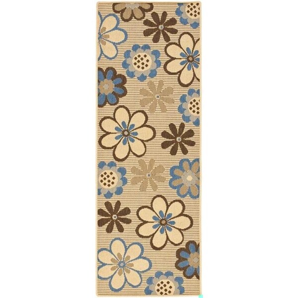 Safavieh 6 Ft. -7 In. X 6 Ft. -7 In. Round Indoor-Outdoor Courtyard- Natural Brown And Blue- Machine Made Rug - CY4035B-7R